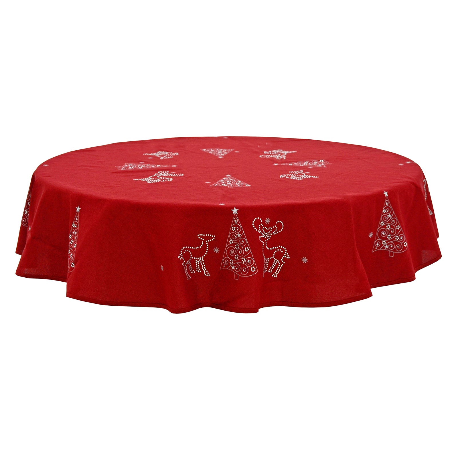 Mr Crimbo Diamante Tablecloth Napkins Reindeer Tree Grey Red - MrCrimbo.co.uk -XS6578 - Red -christmas napkins